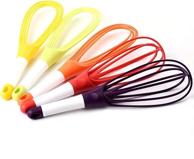 Limeow Colour Silicone Whisk Silicone Whisking Silicone Blending Whisking Whisk Chef Silicone Whisk Multi Color Silicone Whisks Whisking 5 Pieces for Blending Whisking Beating and Stirring