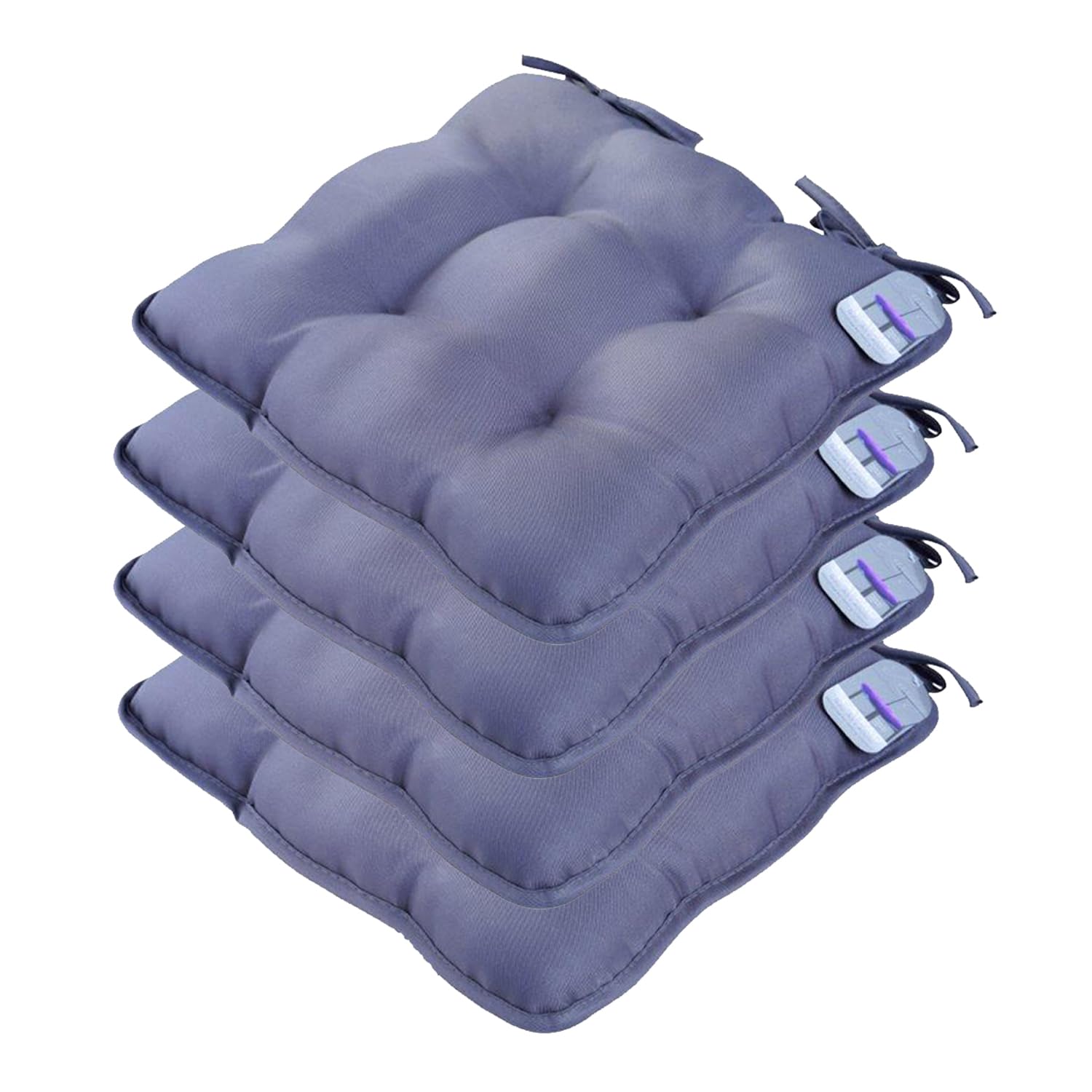 40x40 cm Dining Chair Garden Kitchen Seat Cushion With Tie On Pack of 4 for Indoors and Outdoors (Charcoal)
