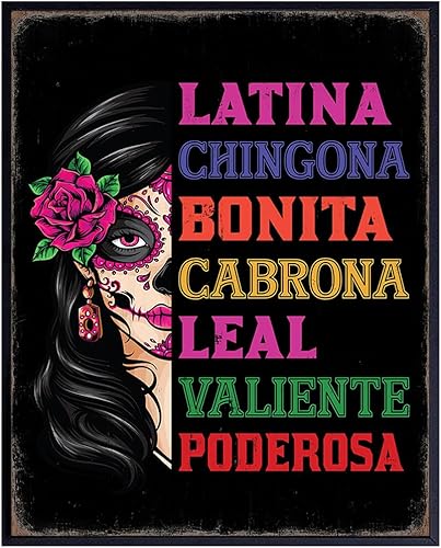 Latinx Wall Art for Women - Mexican Theme Regalos Para Mujer - Sugar Skull Decor Decoracion Para Sala, Nina - Inspirational Quotes Wall Art for