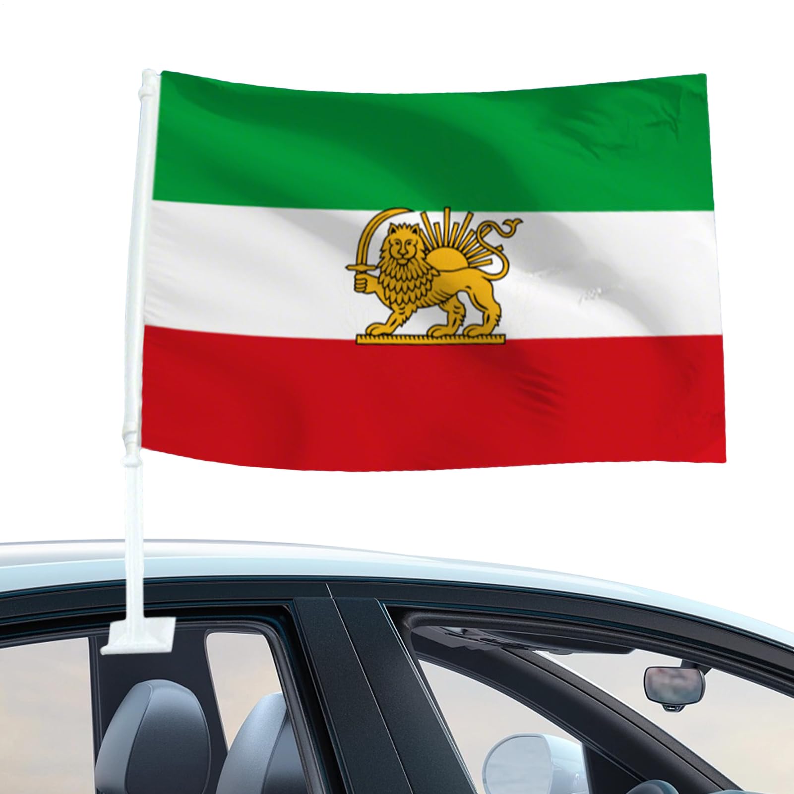 Iranian Flag, Car Flag For Vehicles, The Windproof Window Flags Are Decorated With Sun And crowns Pattern, Car Flags With Lion And Sun Design For Sedan Truck Rv Commuting Travel Adventure City Touring