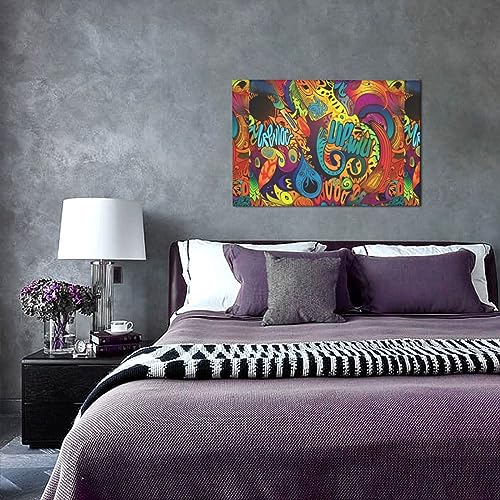 Impression sur toile à motif coloré BONDIJ format déco 30,5x45,7cm