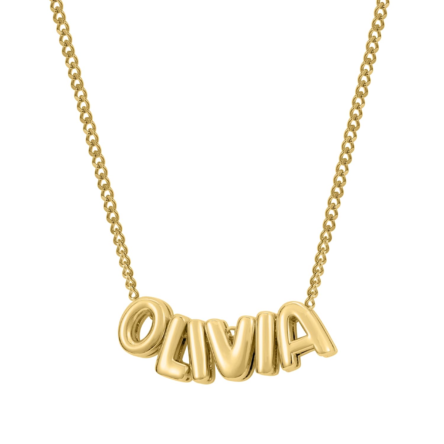 Personalized Puff Name Pendant 18k Gold Plated Jewelry 3D Bubble Customize Initial Letter Necklace 3D Letter Bubble Name Necklace Personalized Jewelry Gift For Women