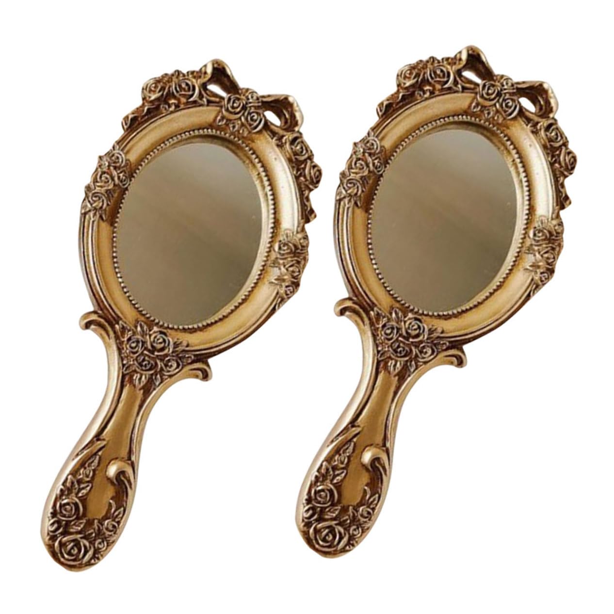Alipis 2stücke Handspiegel Retro mit Griff Kompaktspiegel Vintage für Damen Tragbar für Reisen Kleiner Schminkspiegel aus Harz Ideals Kosmetikwerkzeug