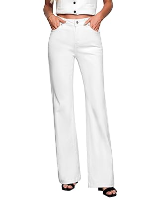 GRAPENT Womens Flare Jeans High Waisted Wide Leg Baggy Jean for Women Stretch Denim Pants