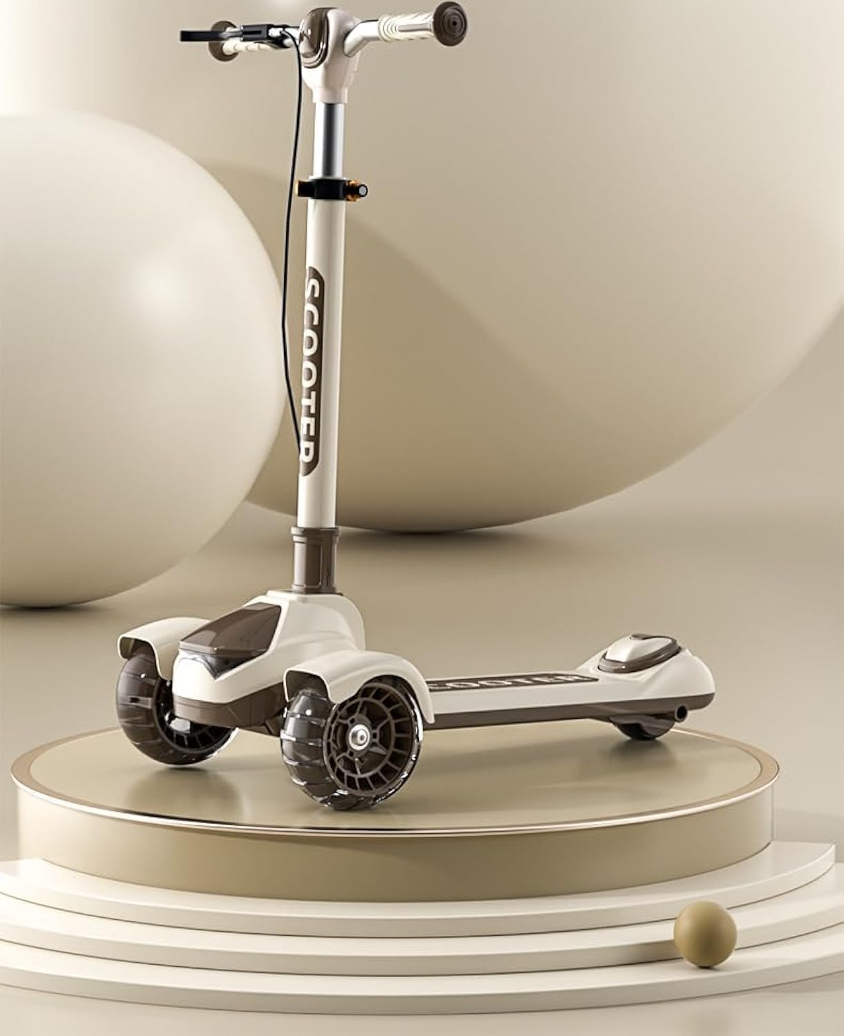 Scooter Kids Scooter with Handbrake, 3 Wheel Scooter for Boys & Girls Ages 4+, 5 Adjustable Height Handlebars， Foldable Scooter for Kids