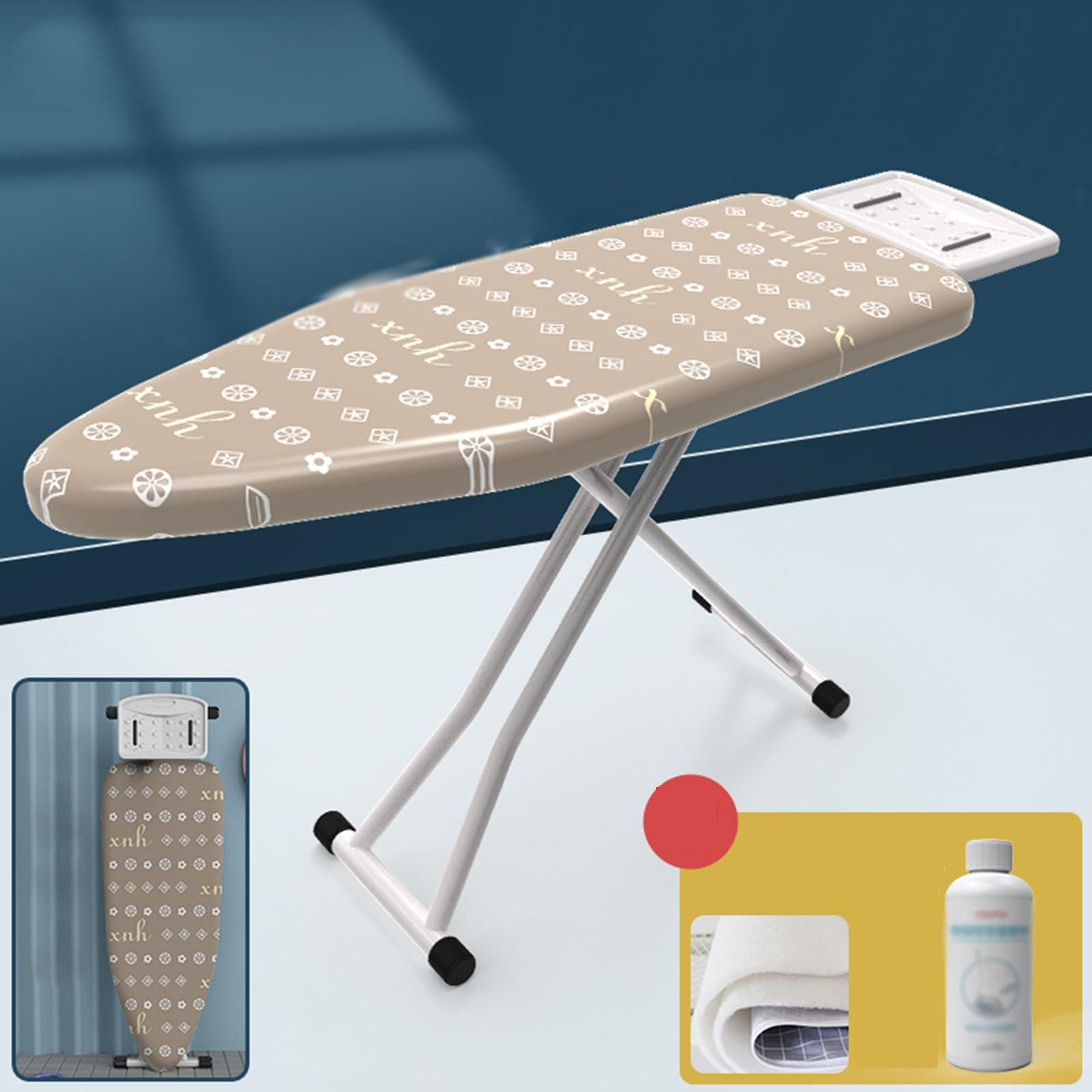 Tabla de planchar compacta,Tabla de planchar compacta de tamaño completo,Tabla de planchar resistente,Tabla de planchar plegable con soporte de hierro. Tabla de planchar compacta para espacios reducid