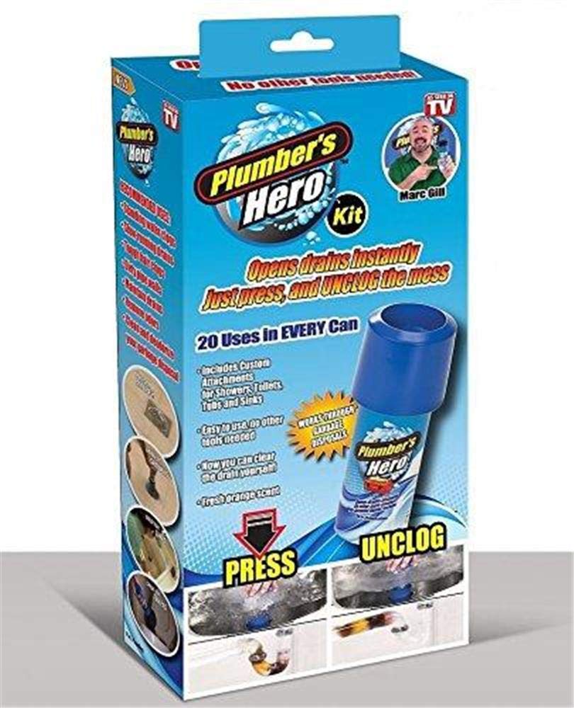 Plumber's Hero Kit - Unclog Drains Instantly - 20 Uses in Every Can - In E-Commerce Packaging