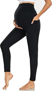 Legging Grossesse Femme avec Poches Taille Haute Maternité Pantalon Grossesse Opaque Vetement Femme Enceinte