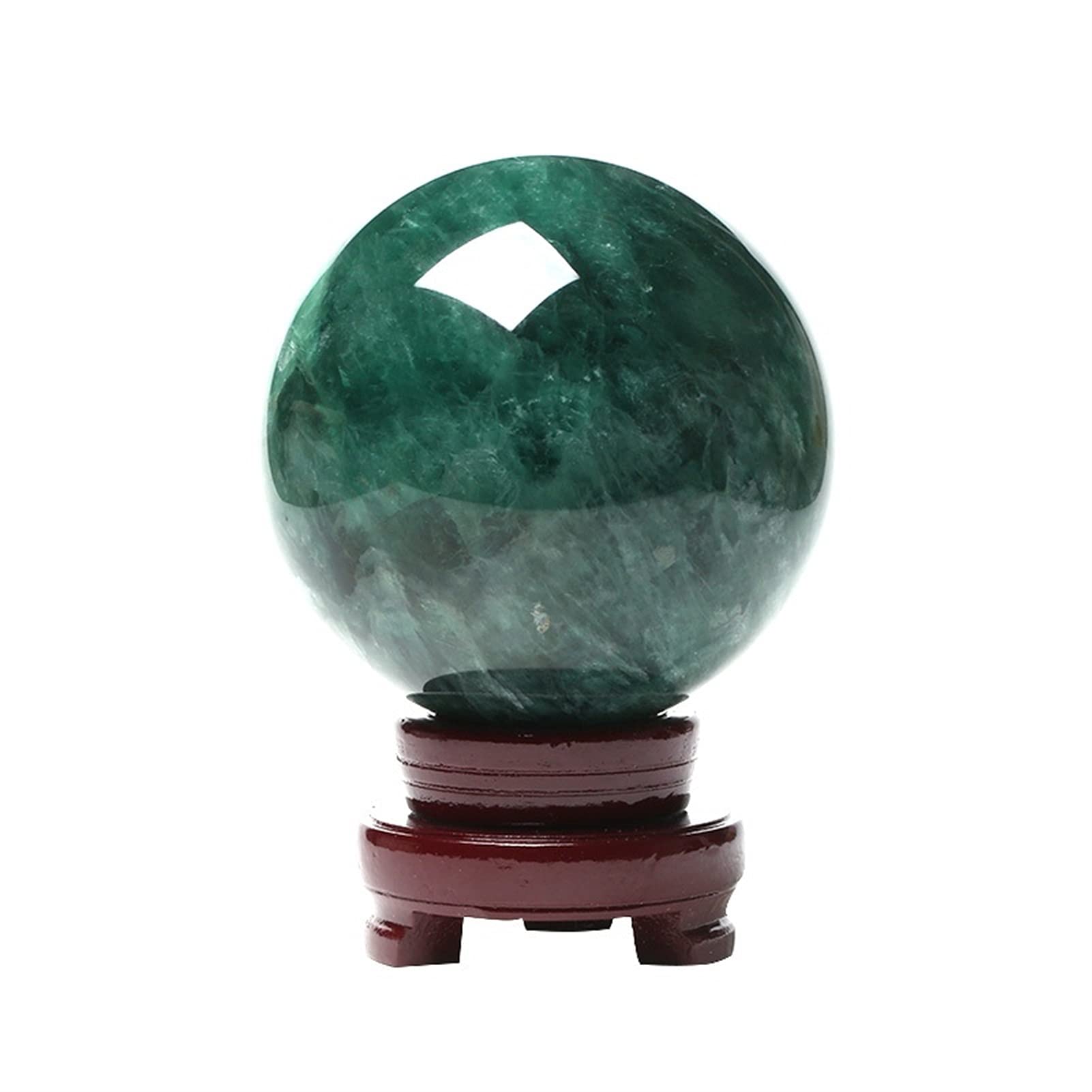 Ballon de cristal vert en fluorite naturelle de 8cm sculpté pour l'ésotérisme
