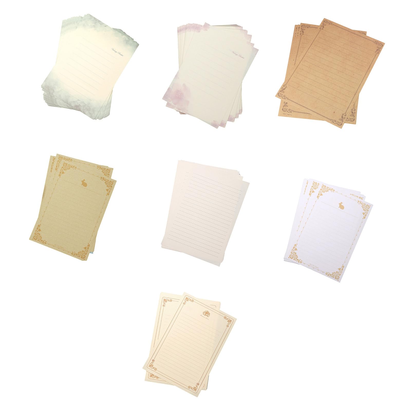 Blumen Briefpapier Set, 14, 5 x 21 cm, Briefpapier, Grußkarte für Geburtstag, Abschlussfeier, 160 Blatt Vintage Briefpapier