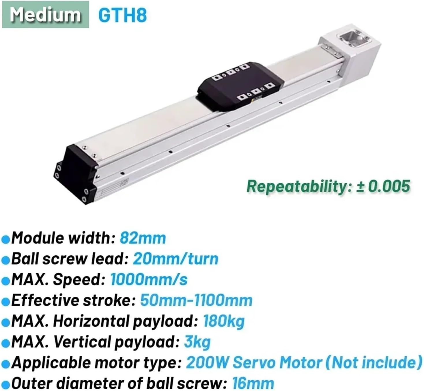 Embedded Linear Module Built-in Linear Motion Fully Enclosed Sliding Table Module Replace X Y Z Axis(GTH8 Lead 20mm)