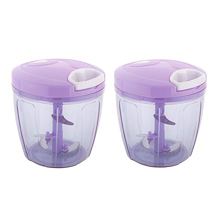 Primelife XL 2 Pcs Jumbo Handy Chopper, Vegetable Fruit Nut Onion Chopper, Hand Meat Grinder Mixer Food Processor Slicer Shredder Salad Maker - Made in India (900ml - Purple)(Combo - Set of 2)