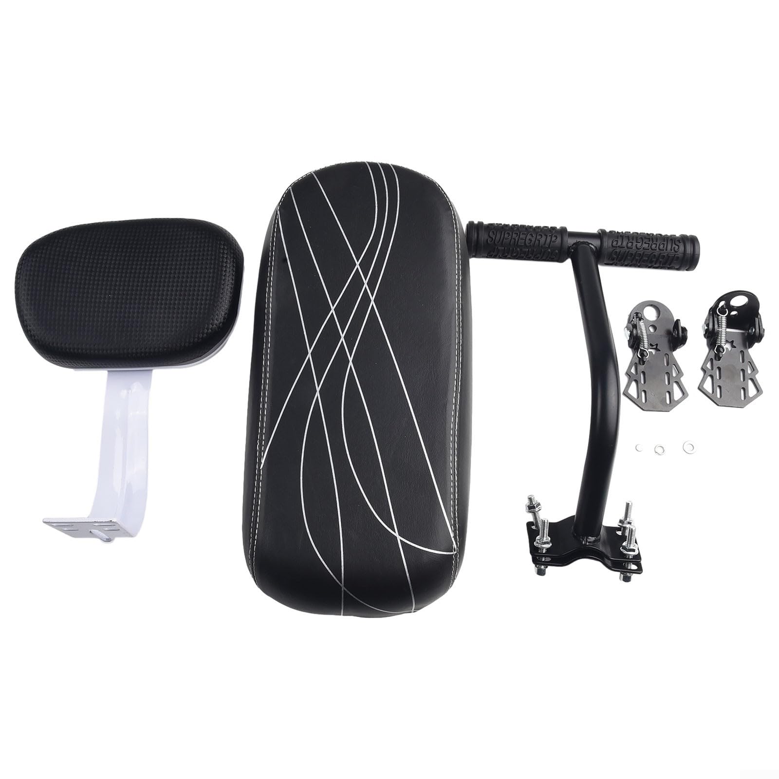 Sella posteriore con schienale maniglia e pedali, compatibile con bici ed ebike, telaio in lega da 34 cm x 16 cm, per adulti e bambini