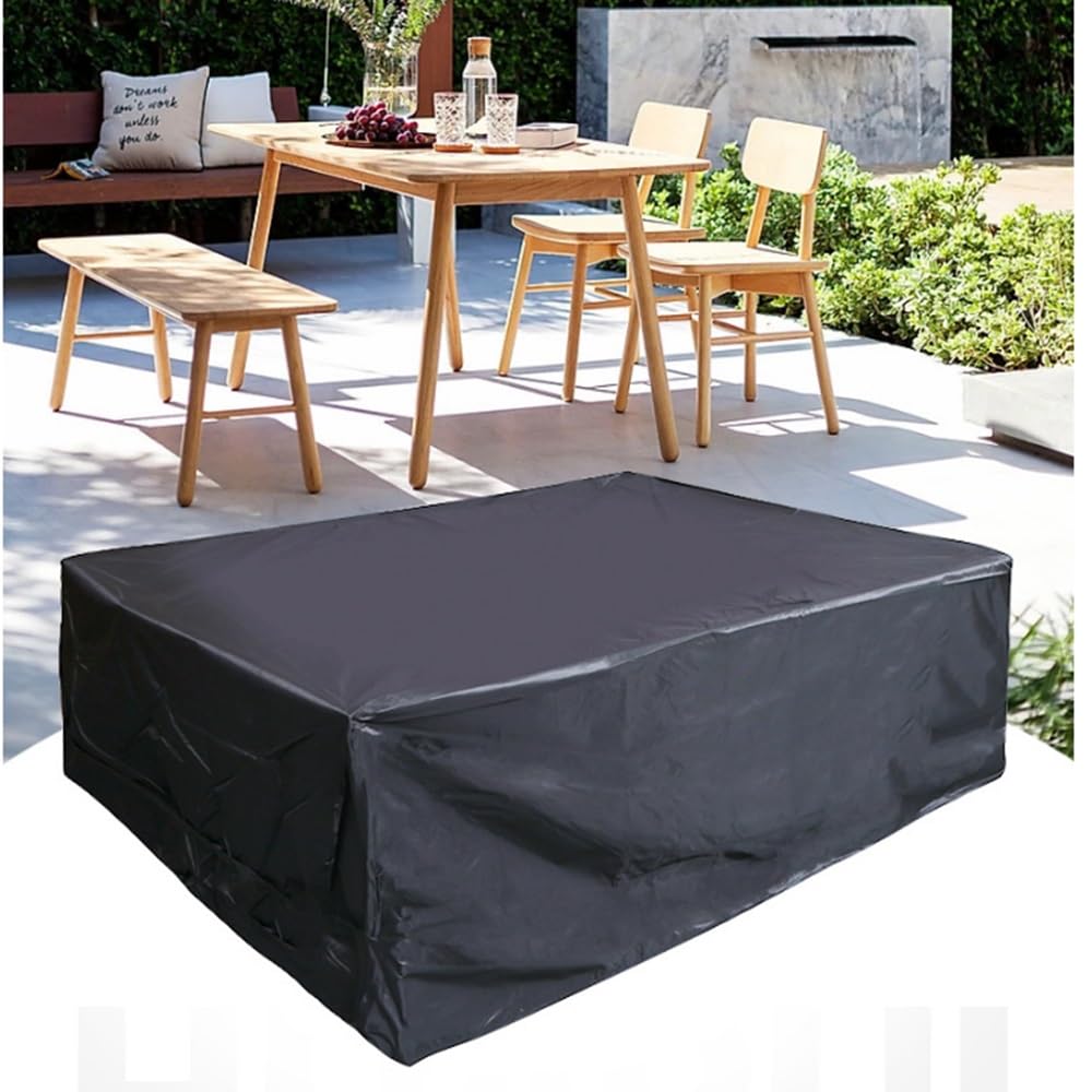 WJJKJH Outdoor Furniture Cover, 420D Oxford Fabric Waterproof Windproof Patio Dining Table Sofa Rattan Furniture Protector, Custom Size(270x180x89cm)