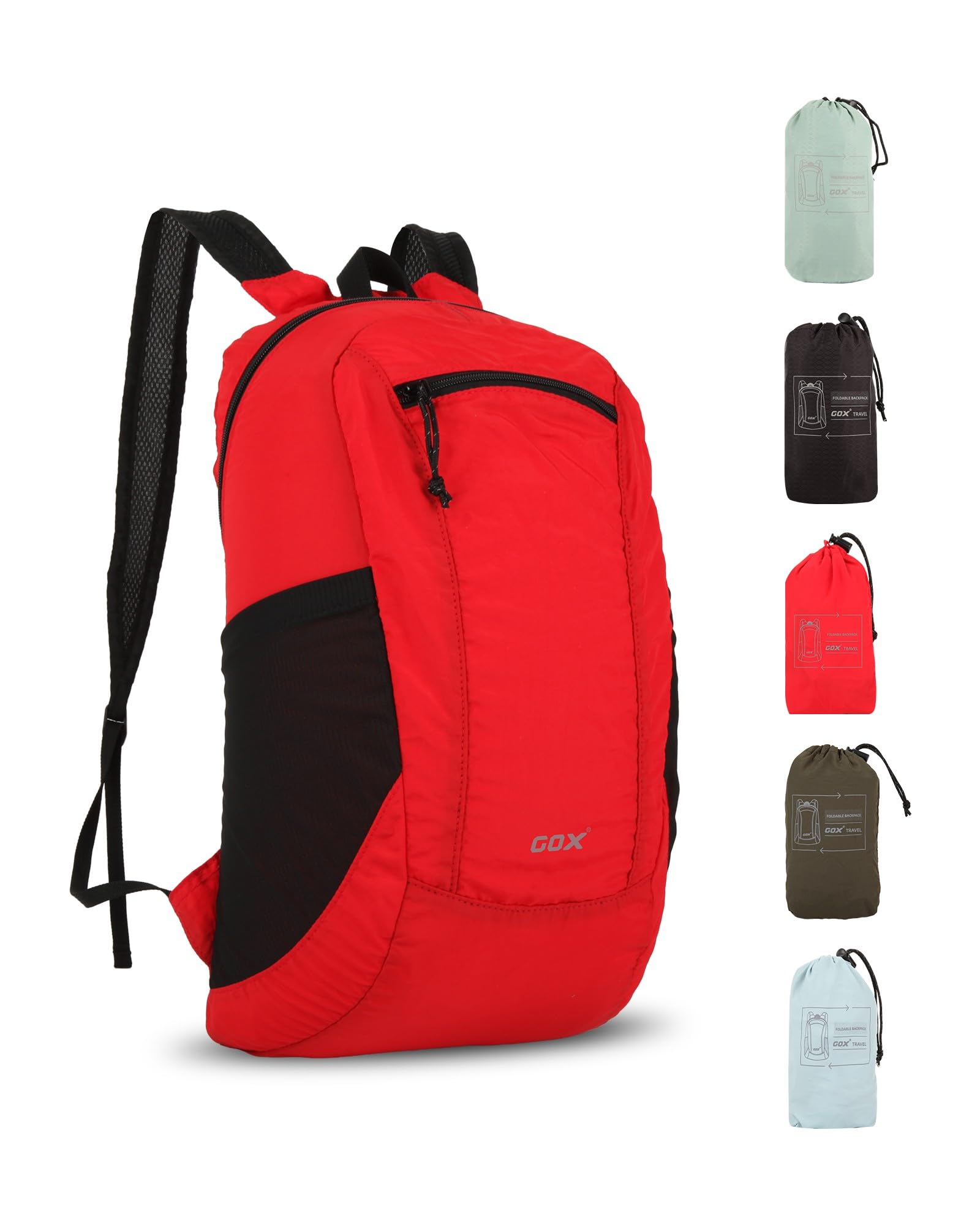 GOX Foldable 20l Backpack For Travel Lightweight Hiking Packable Daypack for Men Travel Camping Outdoor Bag Women (Red)
