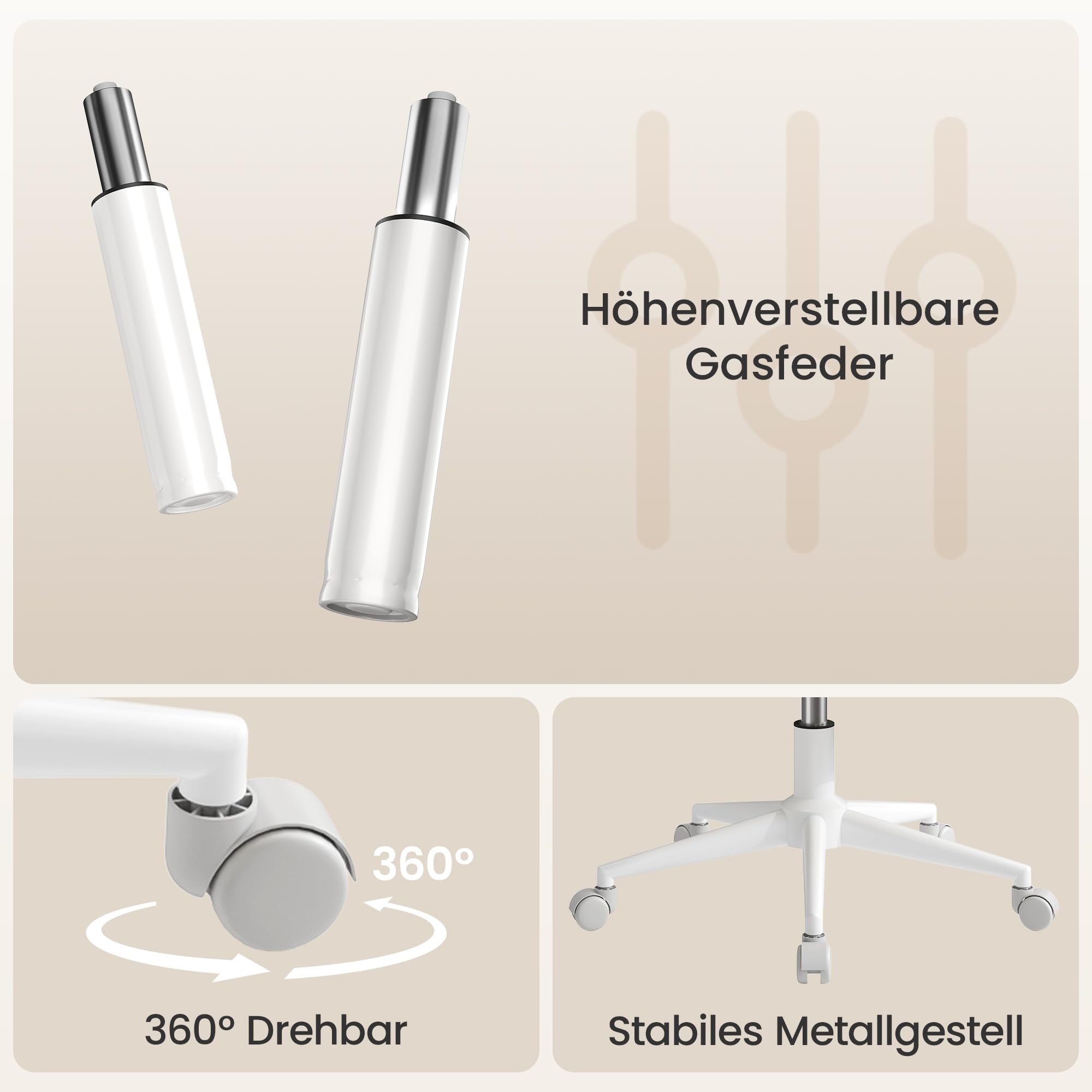 YOUDENOVA Schreibtischstuhl, Drehstuhl mit Rollen, Schminkstuhl Höhenverstellbar, Homeoffice Stuhl, Bürostuhl Ergonomisch, Vanity Chair für Mädchen Arbeitszimmer Schlafzimmer Büro, Samt Beige