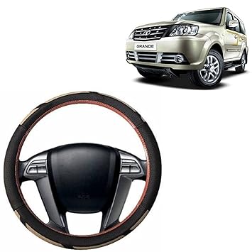 RD Universal Car Raptor wala Steering Wheel Cover Compatible for Compatible for Tata Sumo Grande (Beige, Brown, Leatherite)