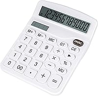Vista 1 de Cute White Desktop Calculator with Big Buttons, Dual Power Source, Solar and Battery, Large Display Screen - Perfect for Office, Teachers, and