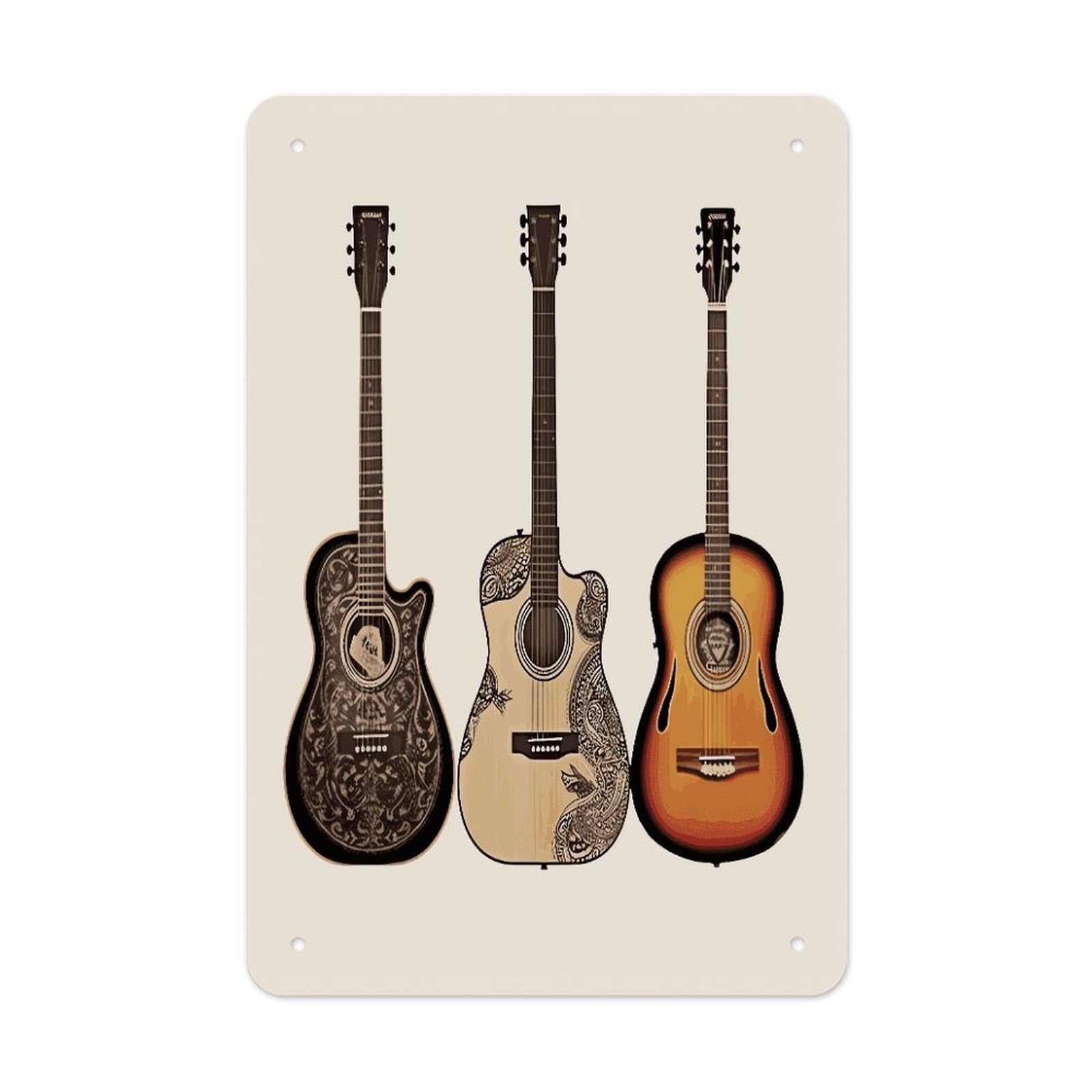 Btcowzrv Style Guitar Metal Tin Sign Wall Decor Hanging Plaque