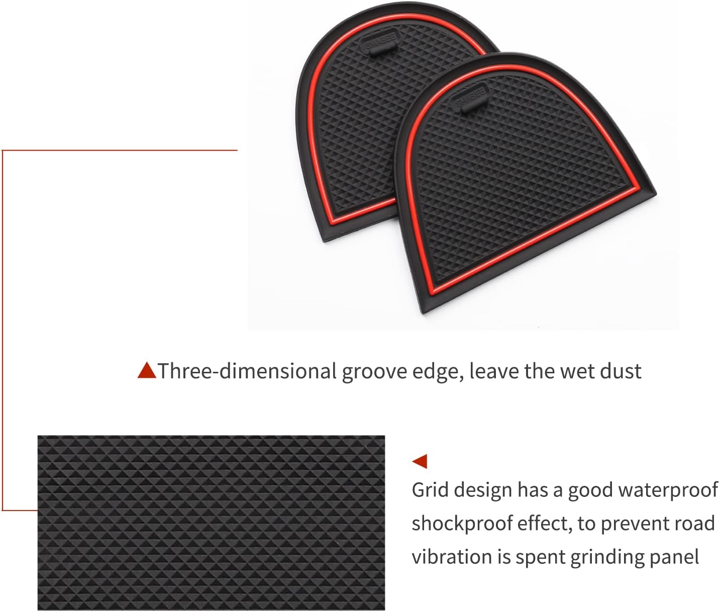 SMABEE Car Anti-Slip Gate Slot Cup Mat for Kia K3 Forte Cerato 2021-2023 GT Center Console Liner Cup Holders Inserts Mat Door Pocket Liners Accessories (red)
