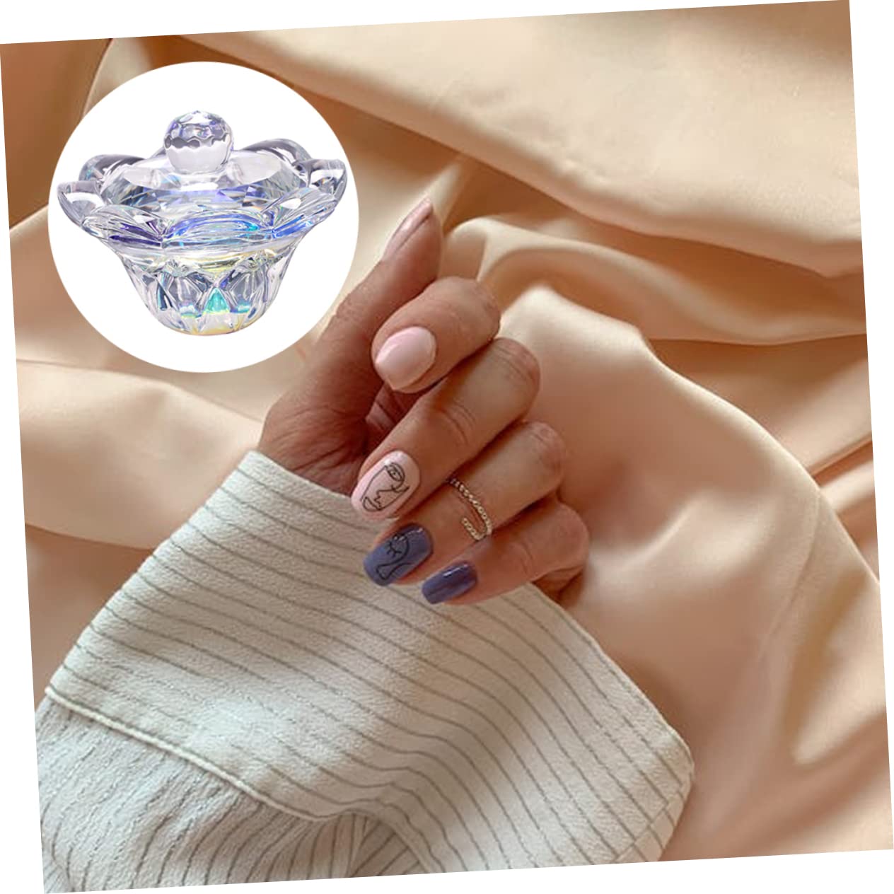 Octagonal Nail Mixing Glass Cup with Lid for Manicure image 5