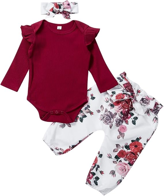 Baby Mädchen Weihnachts-Outfit – Langarm Strampler Mit Hirsch-Motiv, Hosenträger & Karo-Rock, Inkl. Stirnband
