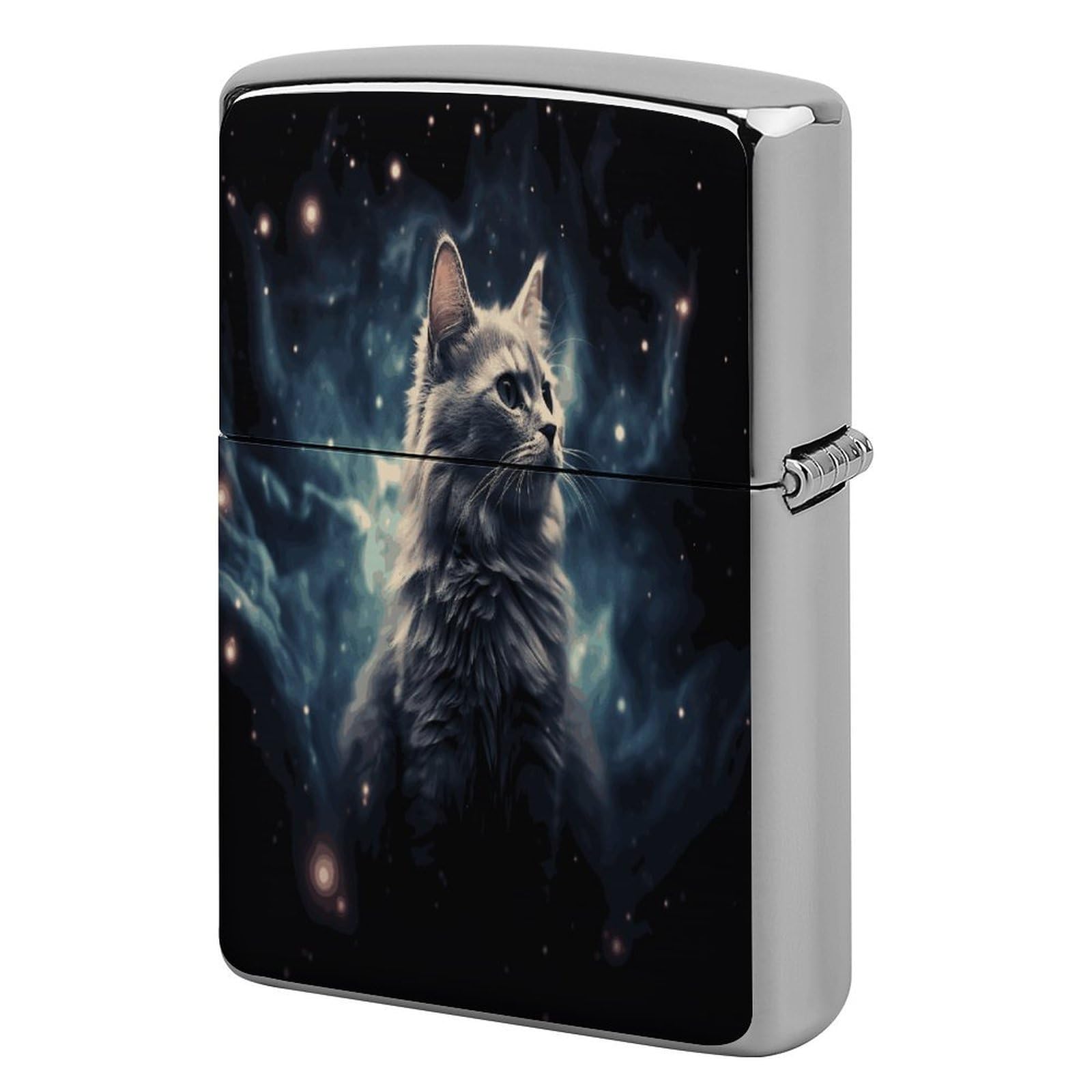 Btcowzrv Style A Cat In A Nebula Metal Lighter Case Sleeve Cover Holder