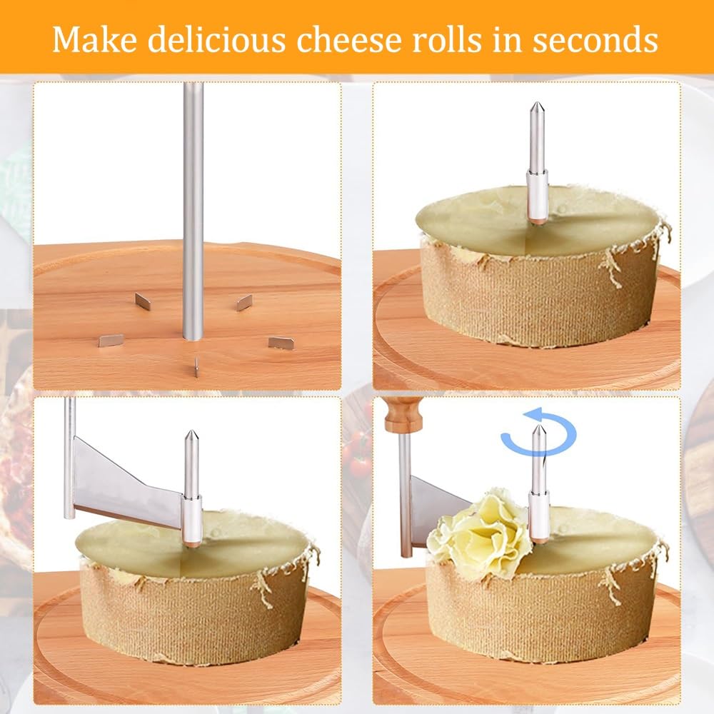2 in 1 piegaciglia e affetta formaggio, lama in acciaio inox portatile, rotante, per formaggi, cioccolatini e salumi