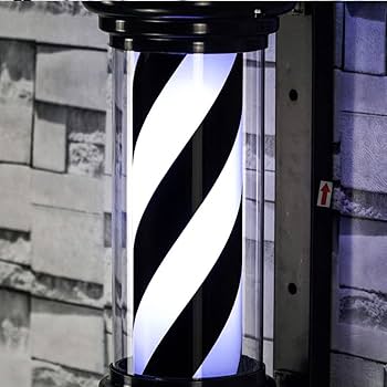 新品 特注 ブラック＆ホワイト 黒白 ミニサインポール 屋内用 理容室 バーバー 新品 特注 ブラック＆ホワイト 黒白 ミニサインポール 屋内用