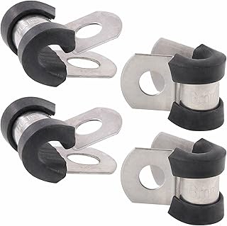 CZCMY 20Pcs 1/4 inch (6mm) Cable Clamps Rubber Wire Clamps, Stainless Steel Rubber Buffer Insulation Clamps, Pipe Clamps, Cable Clamps, Metal Clamps, Rubber Pad Black Full Size