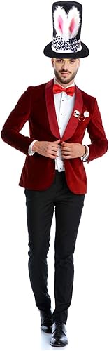 Miniatura 7 de Yewong Disfraz de conejo blanco de Pascua, disfraz de sombrerero Mad - Accesorio de disfraz de conejo, incluye orejas de conejo, sombrero de
