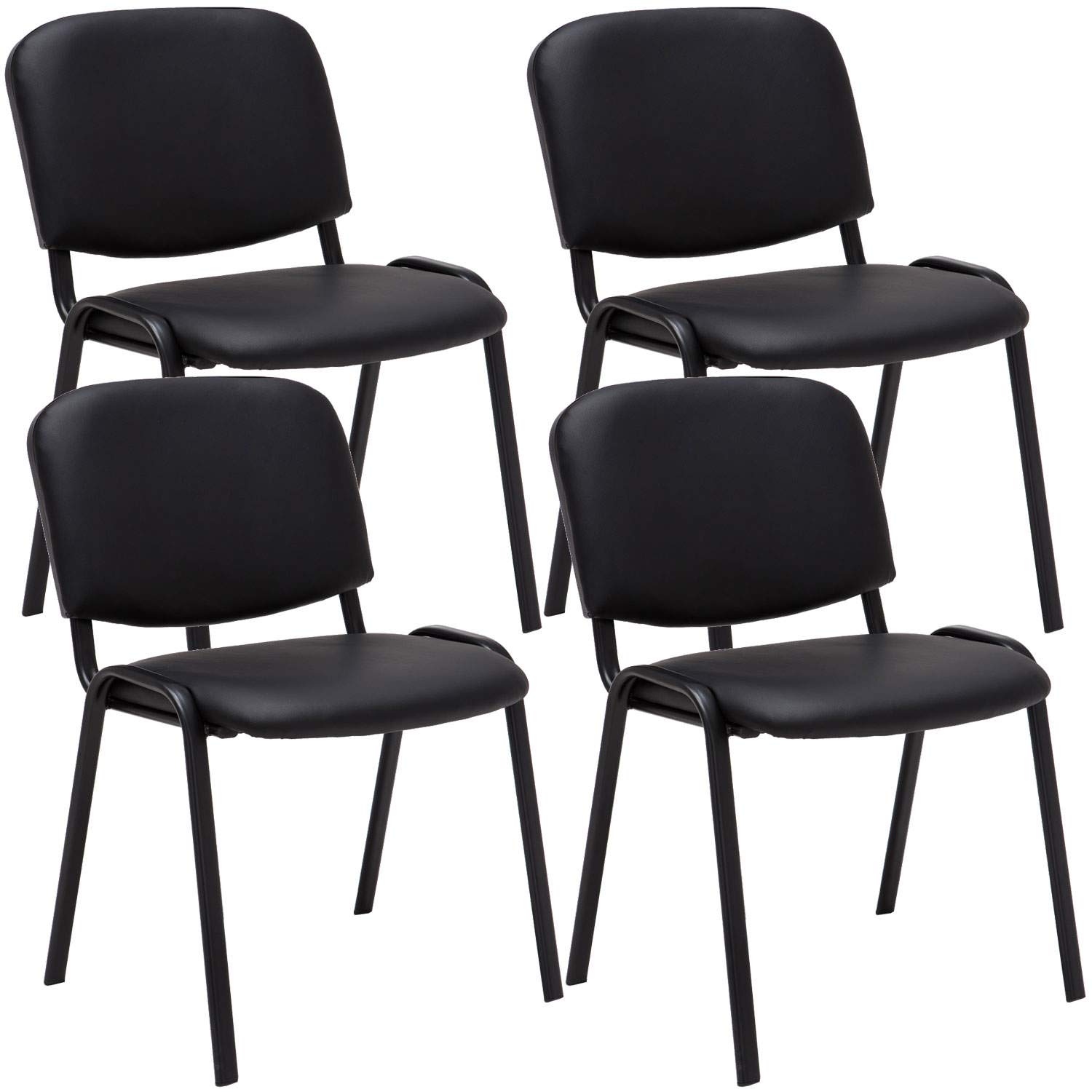 Ken Set 4 Sedie Ufficio Visitatore Imbottite In Similpelle Nero