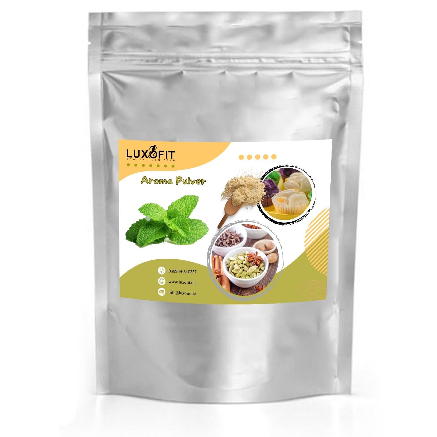Luxofit Minze Aroma Geschmack Pulver, erfrischend und natürlich, für Lebensmittel und Getränke geeignet, Backzutat, Vielseitige Verwendungsmöglichkeiten, Made in Germany (1 Kg)