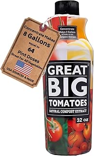 Great Big Tomatoes Soil & Fertilizer Booster for Big Vegetable Yields, Better Fertilizer & Plant Food Efficiency, and Garden Performance. Perfect for Beginners. 32 Ounce Concentrate (Makes 8 Gallons)