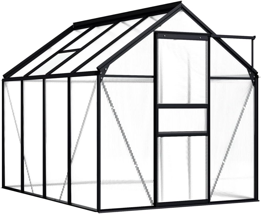 8x6x6.4 FT Greenhouse Plastic Shed Green House for Plants Greenhouses for Outdoors Outside Heavy Duty Prefab House Garden Shed Aluminum Frame Polycarbonate Panels UV-Resistant 268 ft³