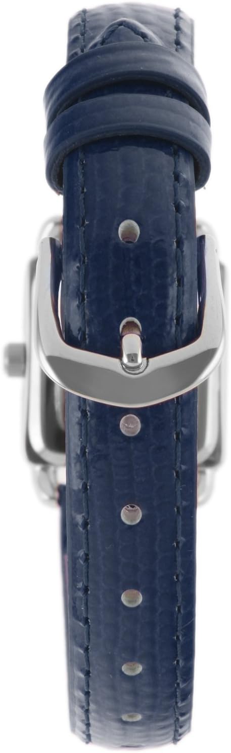 Peugeot 3034BL Ladies Mini Square Silvertone Crystal Silver Dial Blue Leather Watch - Image 4