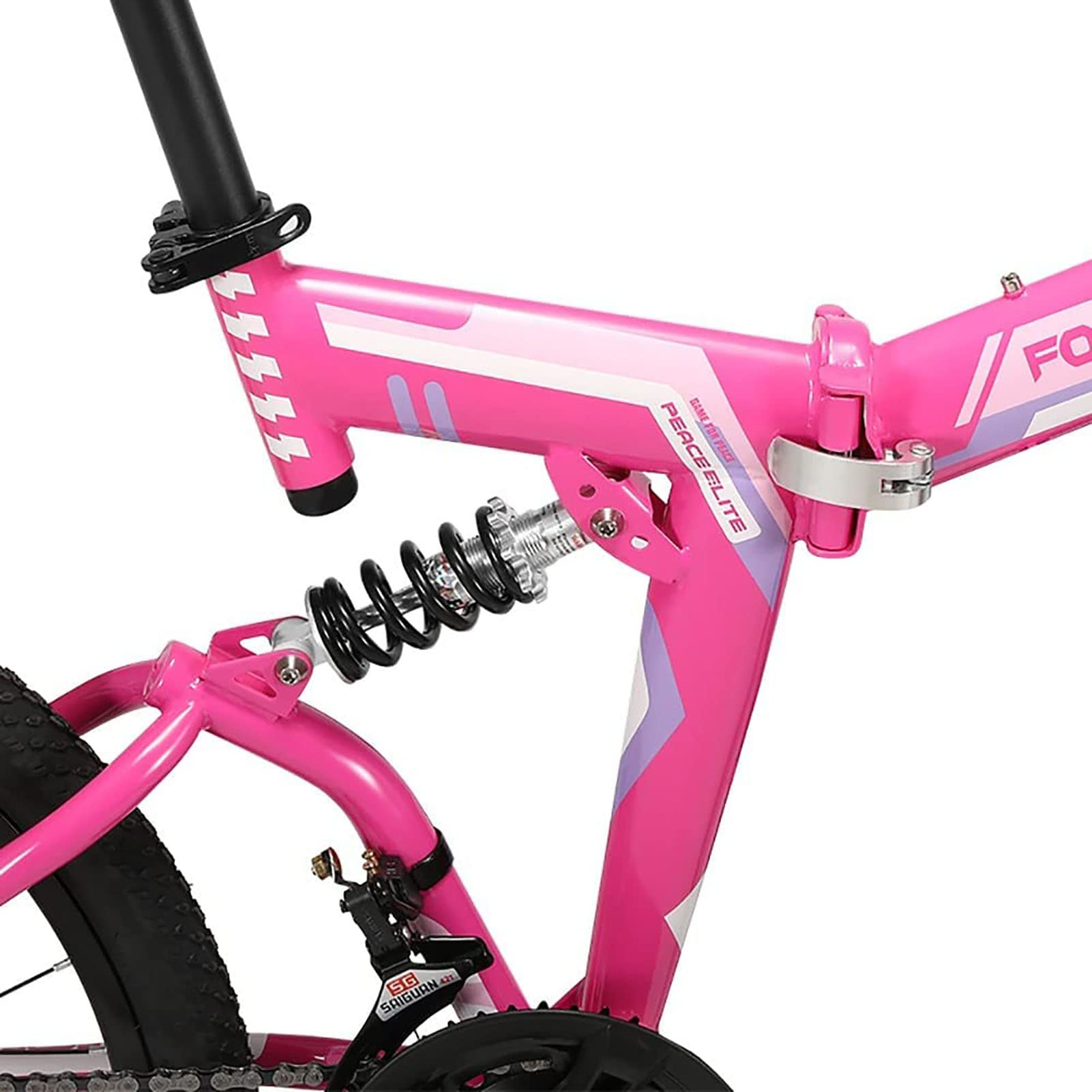 24-Zoll-Klapp-Mountainbike, Mountain Trail-Fahrrad für Erwachsene, vollgefedertes MTB-Getriebe, Doppelscheibenbremsen, Aluminiumlegierung, große Räder,24 speed Sport & Freizeit