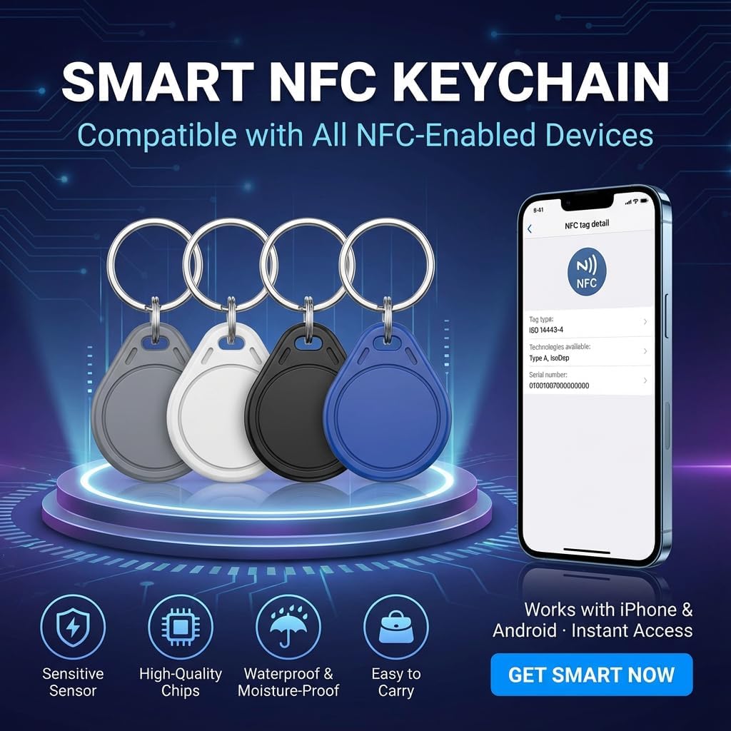 Ntag215 NFCキータグ ブラック NFCフォブ 書き換え可能 NFC 215タグ NFC 名刺 プログラム可能 【充電式バッテリー】