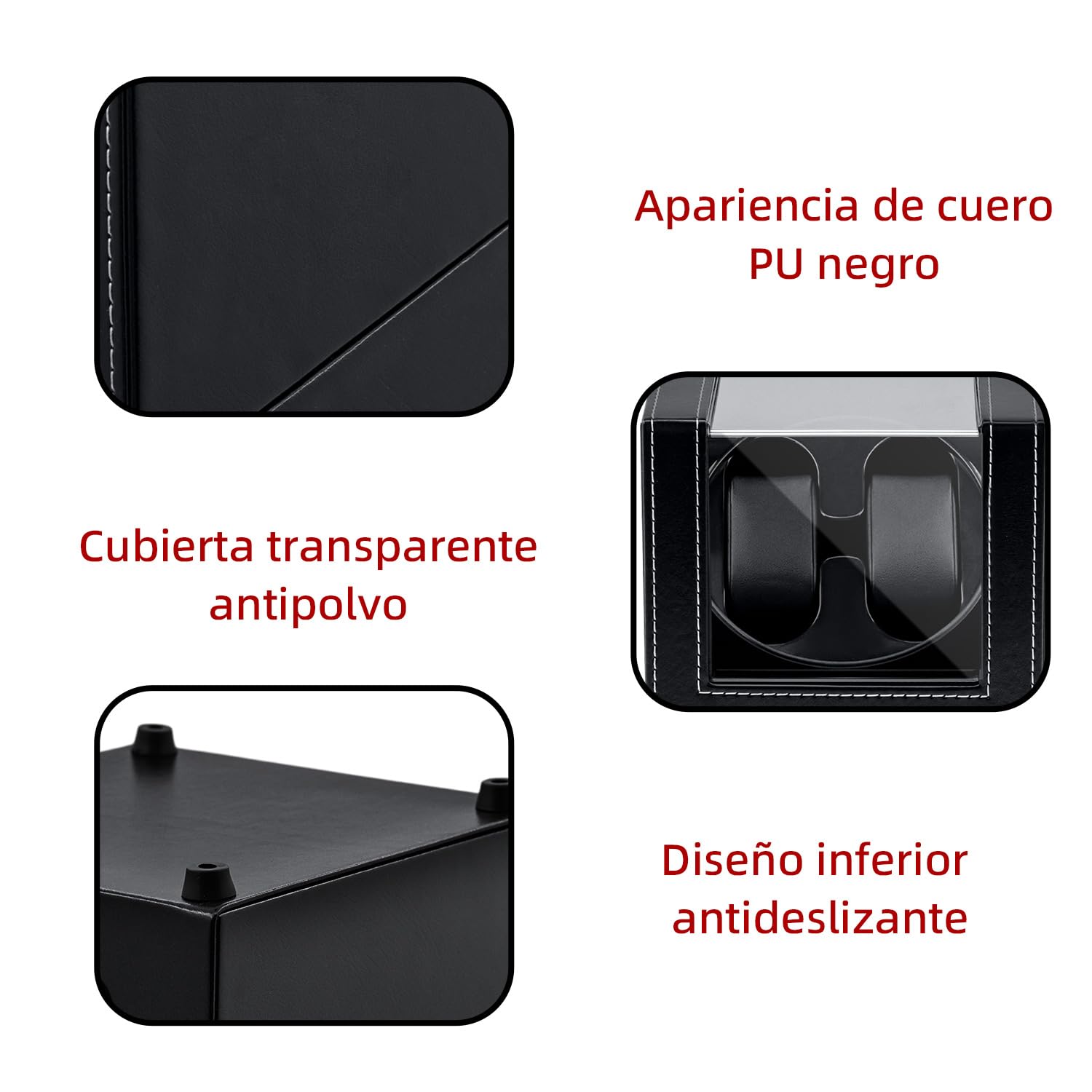 Mcbazel Caja para 2 relojes - Caja giratoria con Doble cargador USB-DC Automático de la PU