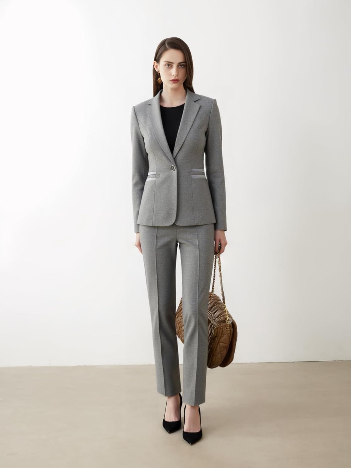 Women's 2 Piece Suit One Button Dressy Blazer Pants Suit Set Business Casual Outfits - Image 6