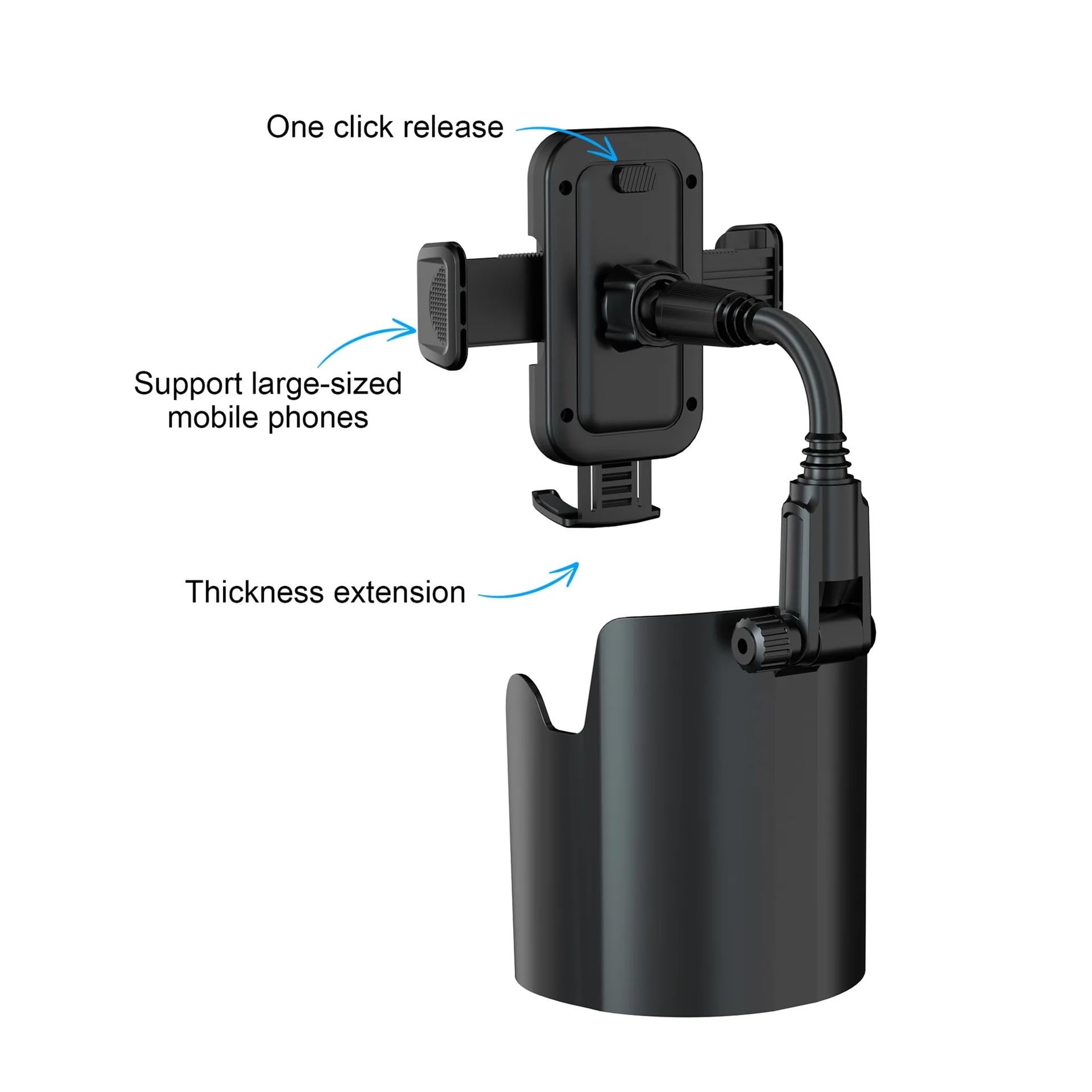 Supporto for cellulare da auto con tazza a collo lungo | Il supporto universale regolabile si adatta a SUV for camion e a tutti gli smartphone