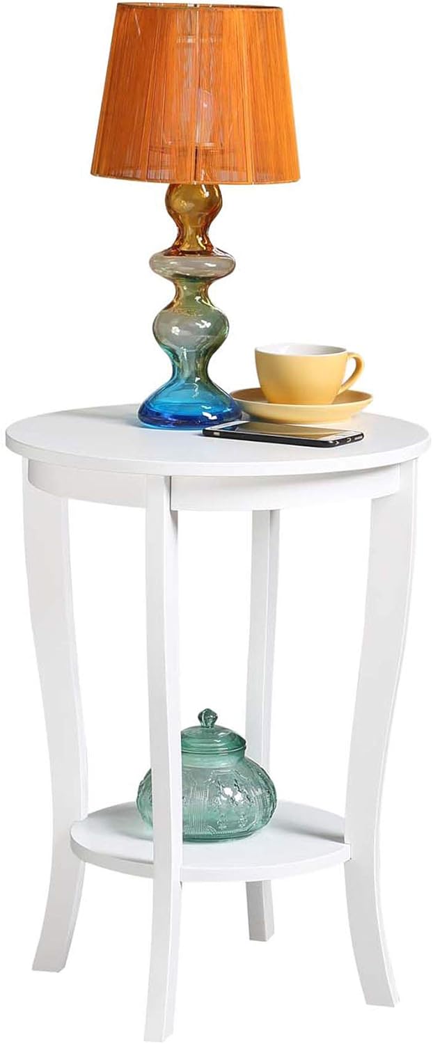 Best Deal Product Convenience Concepts American Heritage Round End Table, White New Deal Convenience Concepts American Heritage Round End Table, White
