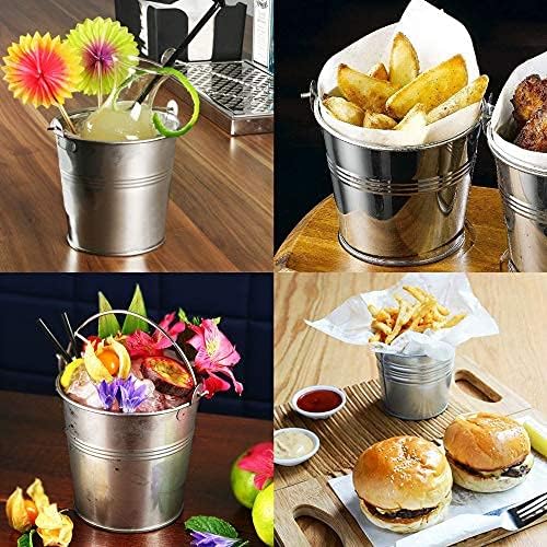 THE TWIDDLERS - 12 Mini Serving Buckets - Food Chip Baskets with Handles