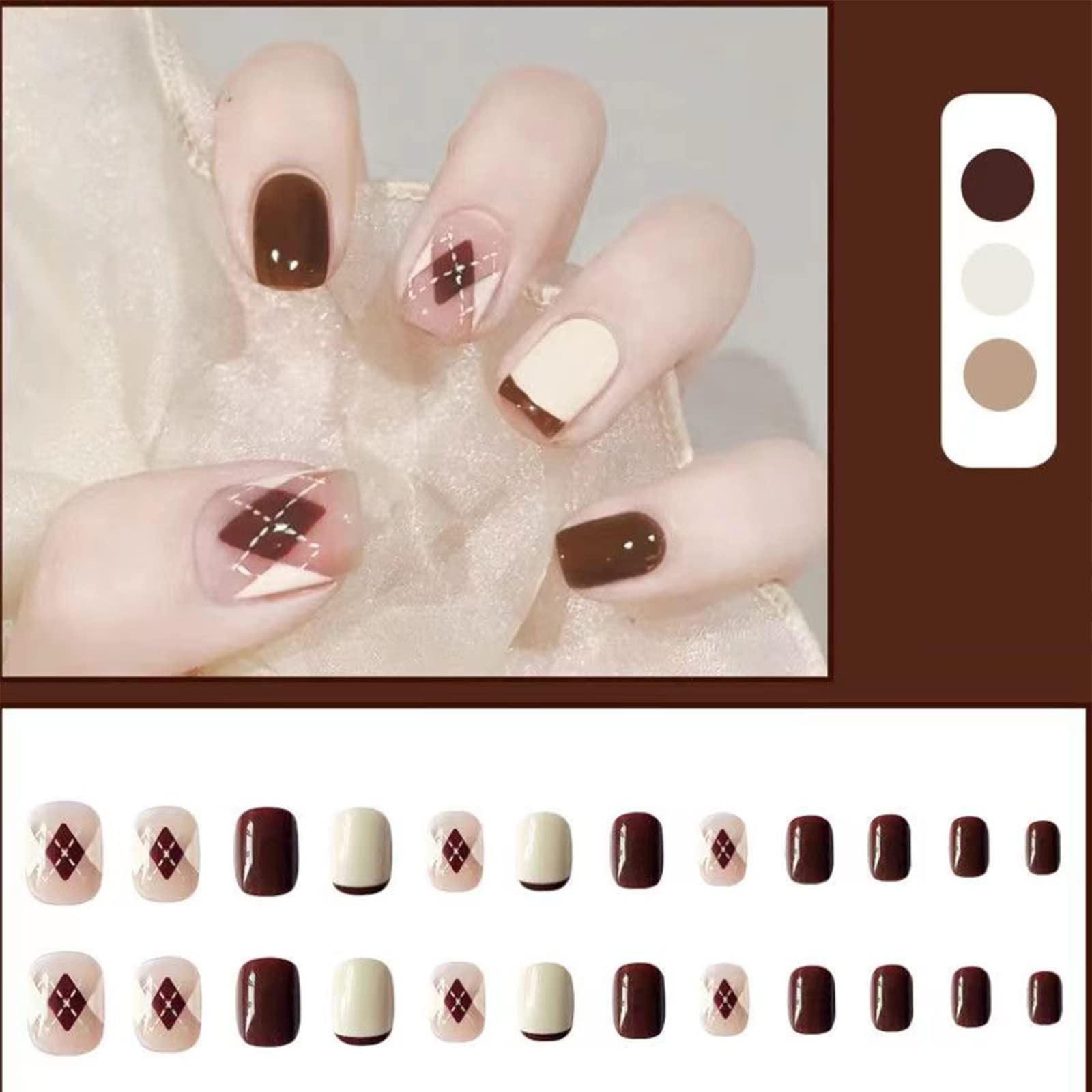 Press On Nails Long Coffin Bellarine Tapered full coverage glossy false Nails - Image 2