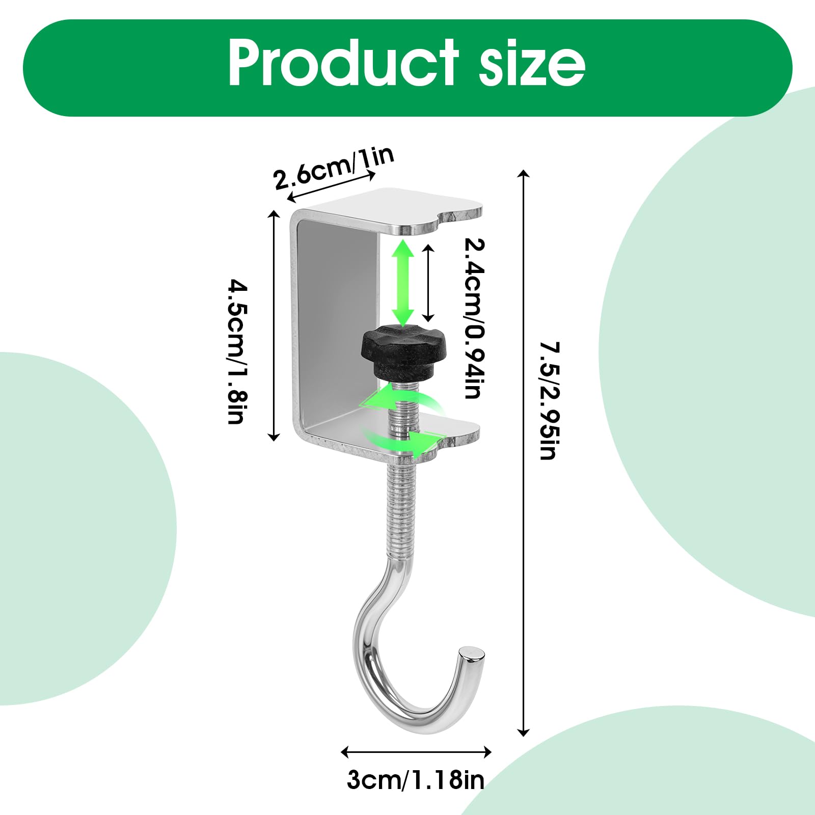 cobee Clamp-On Under Desk Hooks, Desk Mount Hanging Bag Holder Metal Hook — Amazon image 4