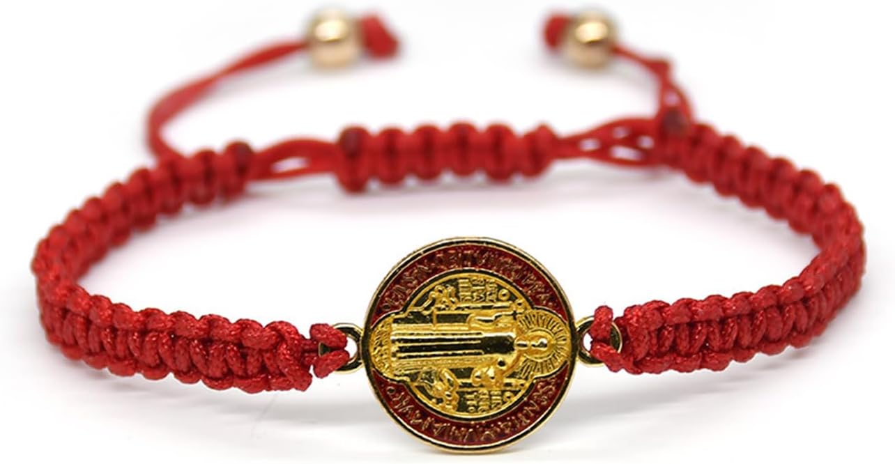 Catholic Rosary Handmade St Benedict Bracelet Adjustable Rosary Bracelet (Red) - Image 3