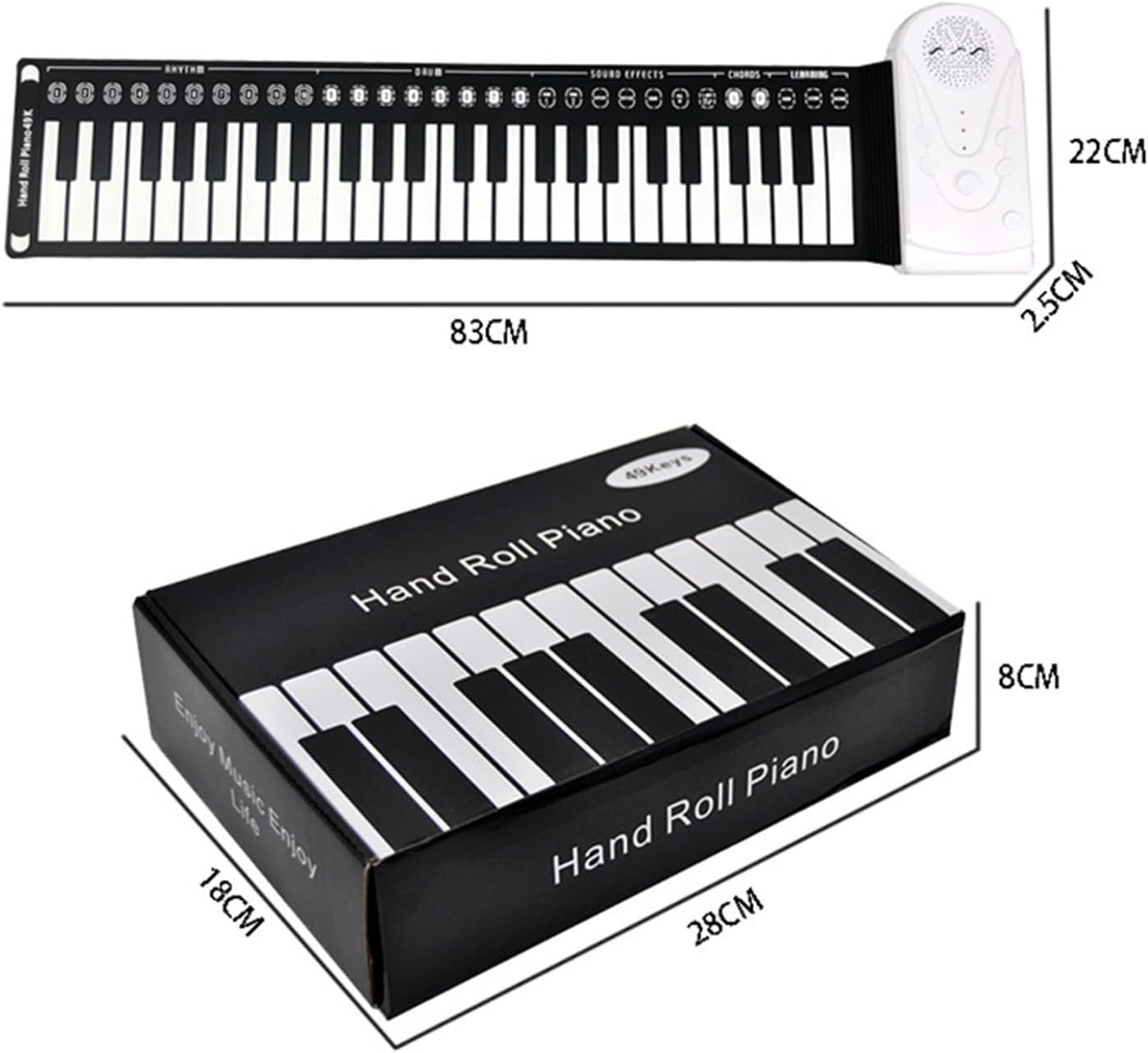GoldenRiver ロールピアノ 49キーピアノ ロールアップピアノ 簡単操作 ロールピアノ 電子ピアノ 子供向け 初心者 入門 スピーカー対応 USB電池駆動 持ち運び レッスン用品 折りたたみ 演奏練習 49鍵盤 多種類音色 ギフトブラック