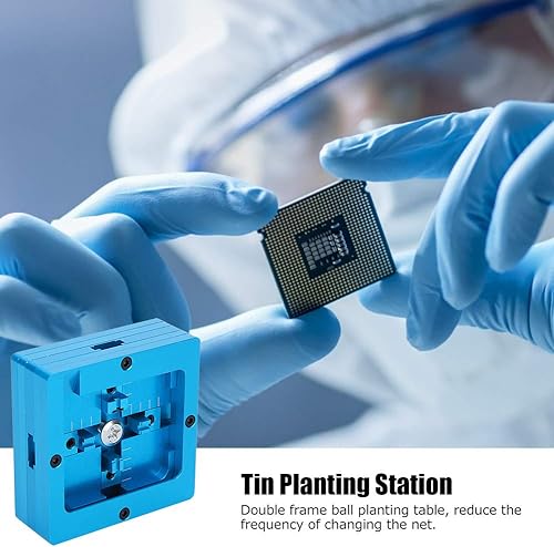 Miniatura 5 de BGA Reballing Rework Station - Plantilla de doble marco, kits de soldador de plantilla de 3.150 x 3.150 in, estación de soldadura para fijación