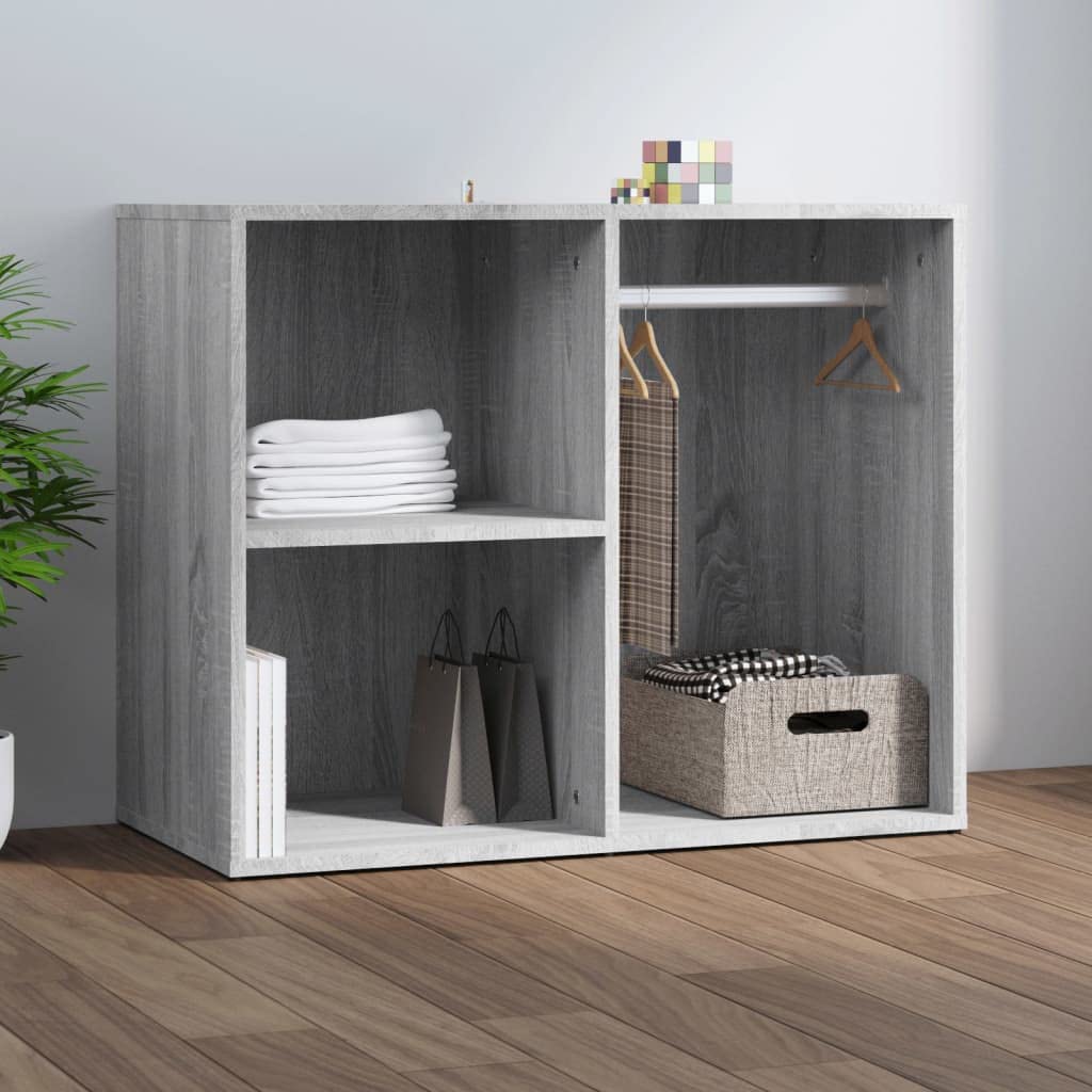 Regal aus Holzwerkstoff Grau Sonoma 80x40x65 cm | Für Make-up und Accessoires, viel Stauraum, mit Wandhalterung, einfache Montage