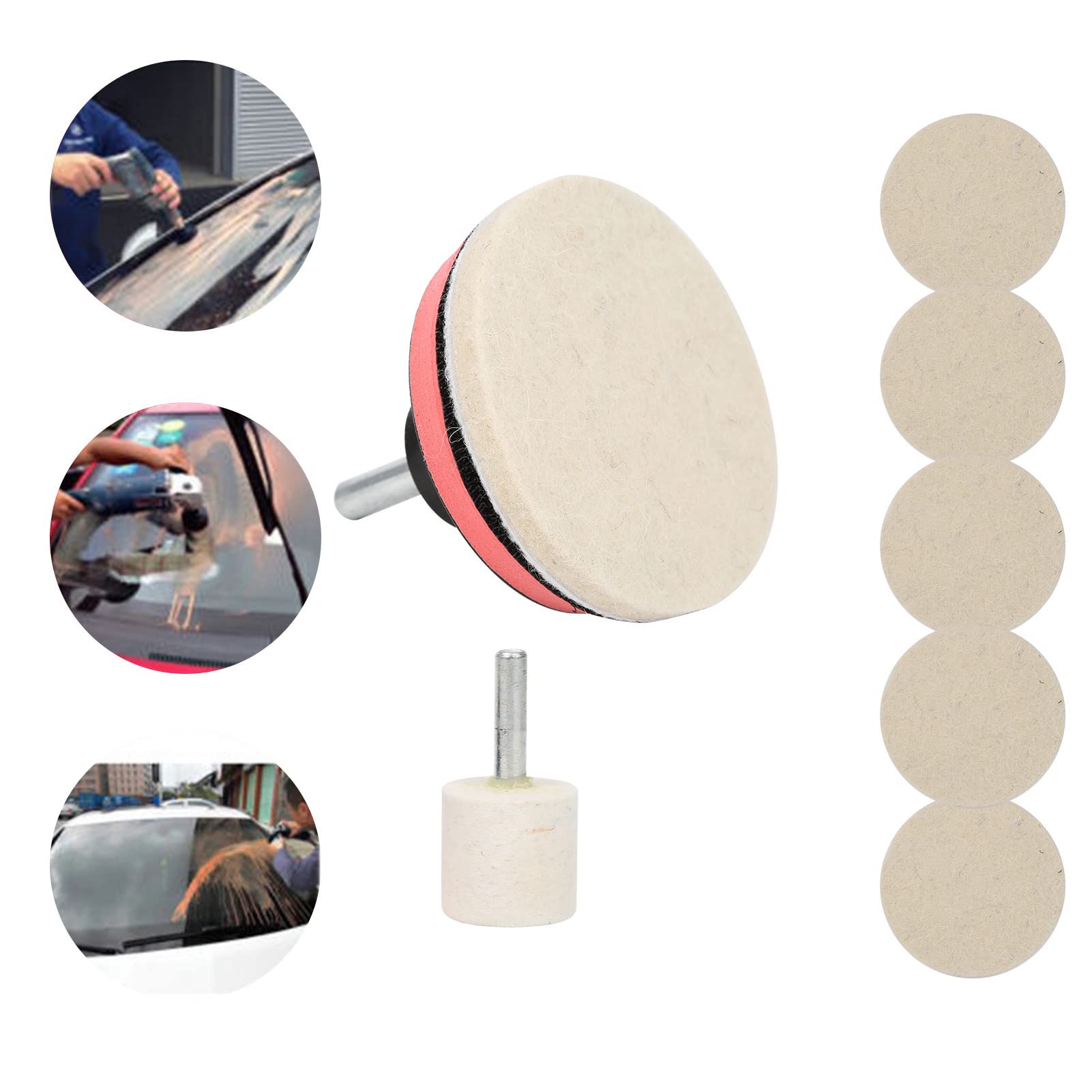 Kit de polissage de verre, poudre de polissage à l'oxyde de cérium, dissolvant de rayures de verre avec tampon de polissage en laine pour pare-brise de voiture, fenêtres, miroirs, phares